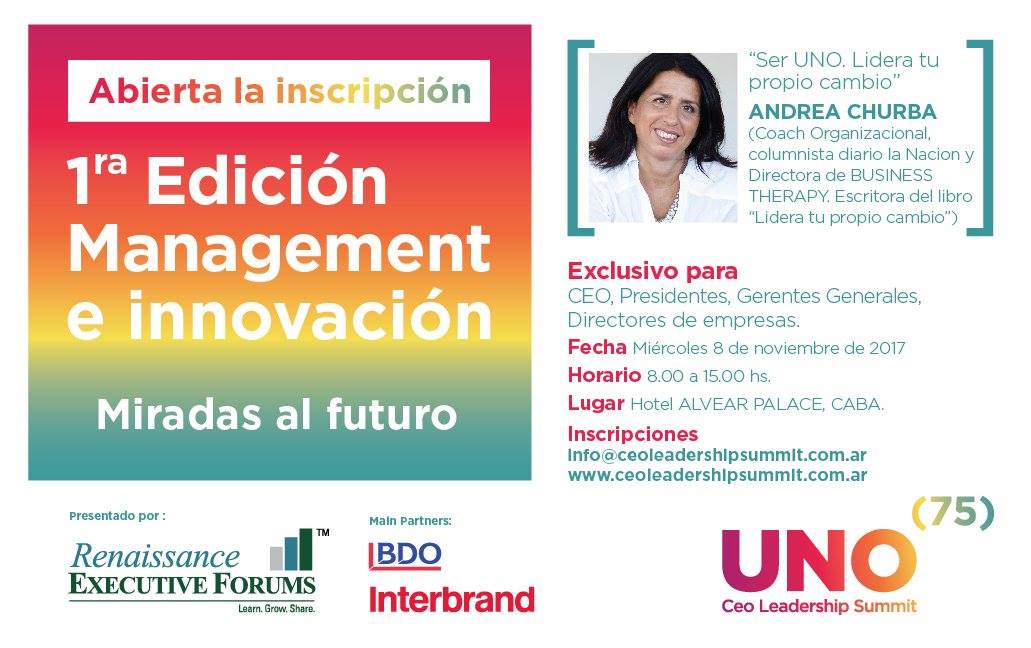 CEO Leadership Summit 2017, 1ra. edición Management e Innovación participación de Andrea Churba