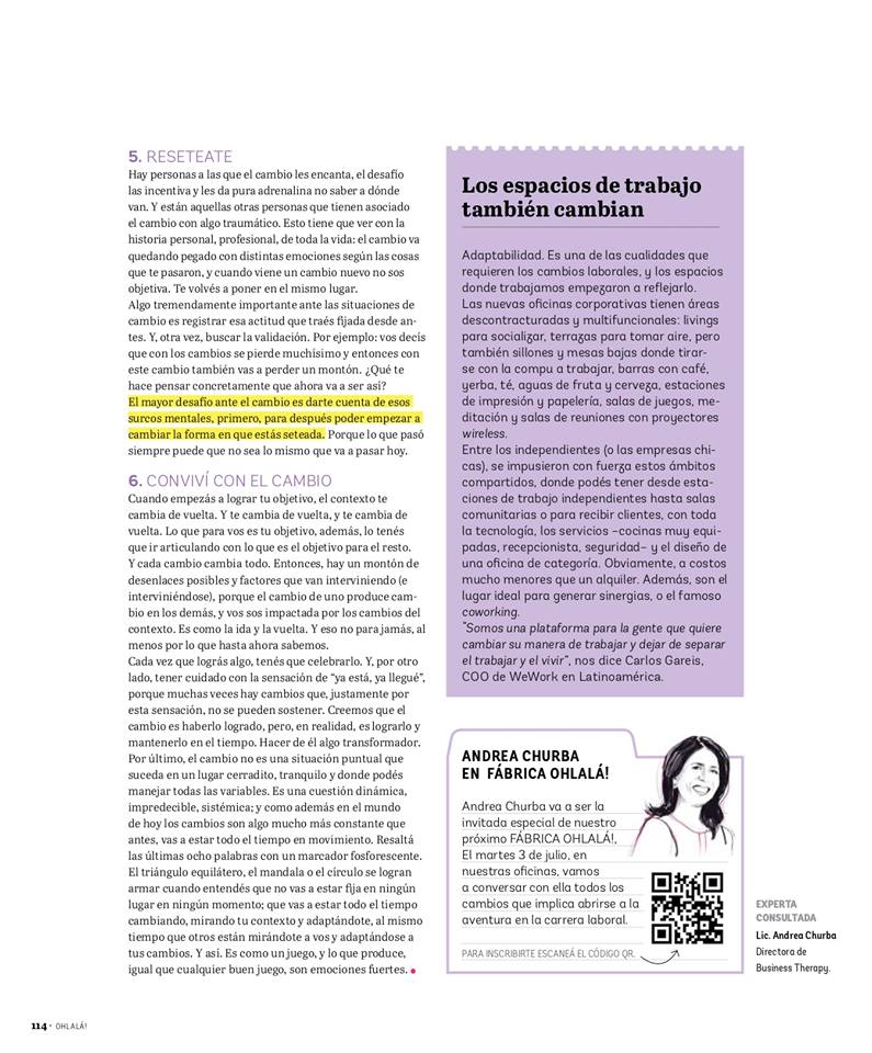 Se necesita Flexibilidad_Revista Ohlalá Nota a Andrea Churba